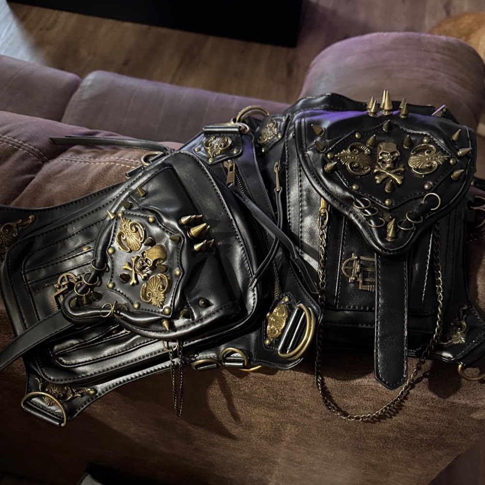 Black and Gold Skull Embellished Bags